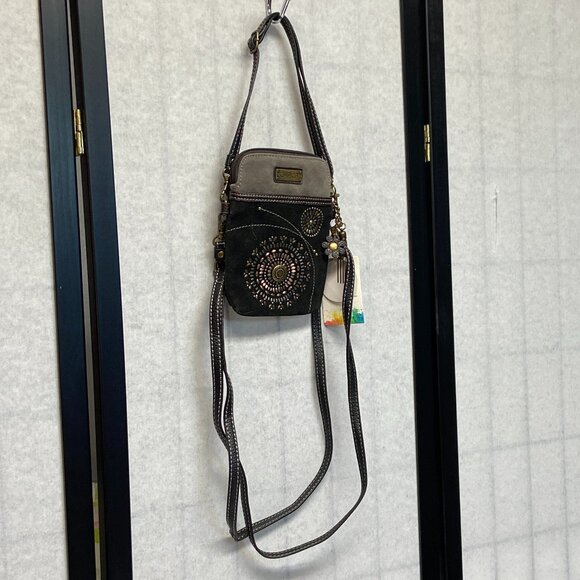 Convertible 2 Strap Stud Decorated Mandala Vegan Suede Small Bag Pouch NWT Chala - Picture 2 of 10